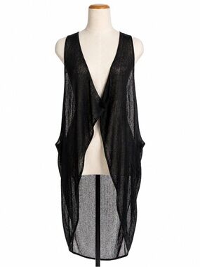 Sarah Pacini Black Sheer Sleeveless Duster / Cover-Up